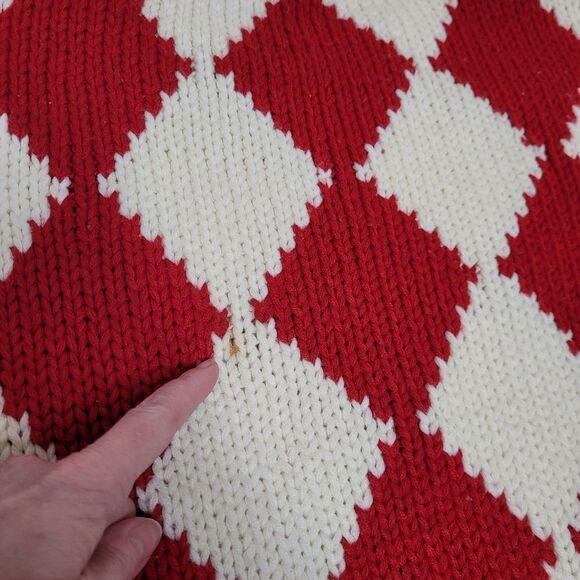 VINTAGE 90s diamond print chunky oversized‎ grandpa sweater L - Picture 5 of 9